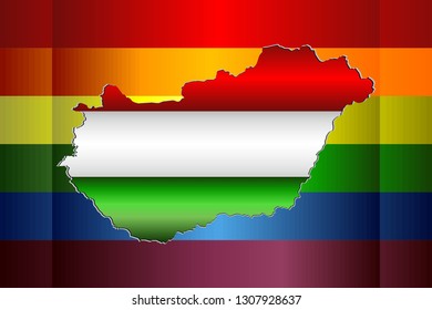 Abstract Hungary map and rainbow flag - Illustration,
Grunge Hungary and Gay flags