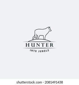 abstrakte Jäger-Logo-Vektordesign-Vorlage mit Linien-, Umriss- und einfachen Stilen einzeln auf weißem Hintergrund