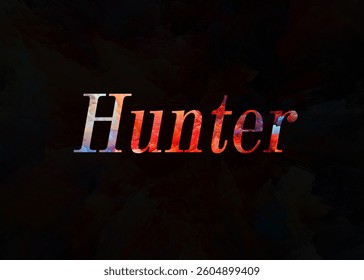 Abstract Hunter Text Effect Design Black Background