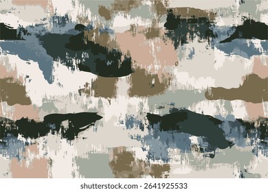 Abstract hunting camouflage, seamless texture, military camouflage pattern, Army or hunting dark khaki brown camo clothes. Camouflage wallpaper for textile and fabric. Fashion camo style. Vector
