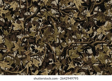 Abstract hunting camouflage, seamless texture, military camouflage pattern, Army or hunting dark khaki green camo clothes. Camouflage wallpaper for textile and fabric. Fashion camo style. Vector