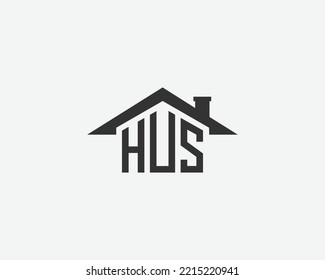 Abstract HUS Letter Creative Home Shape Logo Design. Unique Real Estate, Property, Construction Business identity Vector Icon. 