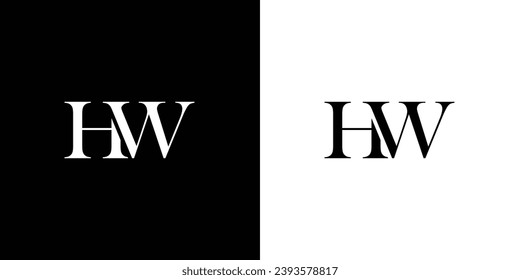 Abstract HW letters Logo monogram in black and white color