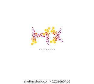 Abstract HX Letter Trendy Gradation Techno Hexagon Honeycomb Logotype