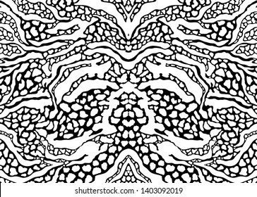 Abstract hybrid animal print between zebra stripes and cheetah spots. Animal skin vector illustration background. Wildlife fur skin design illustration for print, web, home decor, fashion, surface, gr