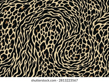 Abstract hybrid animal skin pattern design. Animal print vector illustration background. Wildlife fur skin design illustration for web, home decor, fashion, surface, graphic design