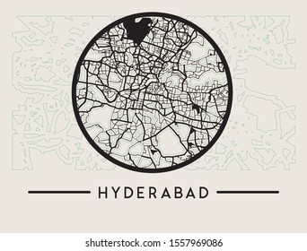 Abstract Hyderabad City Map - Illustration as EPS 10 File