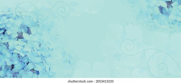 Abstract  Hydrangeas background. Soft trend colors. Watercolor Painting Illustration for prints, wall art, cover and invitation cards. Editable vector.