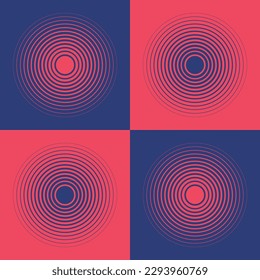 
Abstract and hypnotic background with concentric circles. Colorful halftone graphic design elements. Sound wave vector illustration. Art For printing Pictures and Posters.