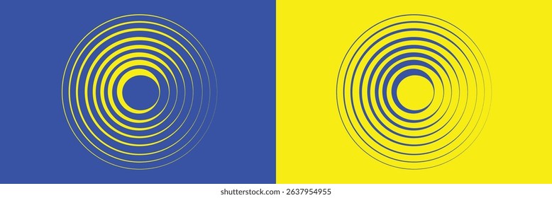 Abstract, hypnotic background with concentric circles. Colorful halftone graphic design elements. Sound wave vector illustration.