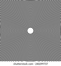 Abstract, hypnotic background on black and white, vector illustration