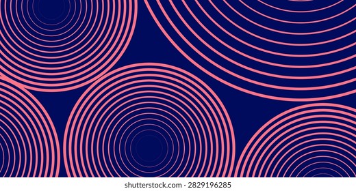 Abstract hypnotic blue cirlcles on dark blue background. Wallpaper graphic design elements
