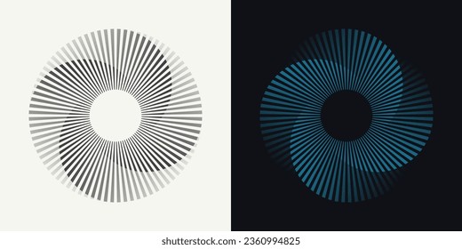 Resumen de círculo hipnótico con líneas de gradiente aisladas en un fondo. Patrón de anillo de color dinámico. Concepto de elemento de línea circular para una onda de sonido, radio, sonar. Ilustración vectorial geométrica