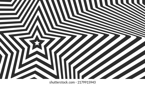 Abstract hypnotic pattern of black and white lines. Optical illusion. Op art illustration.