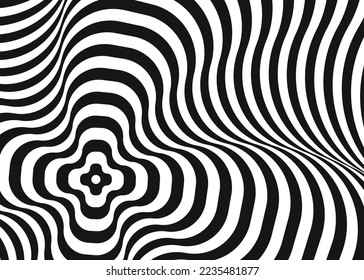 Abstract hypnotic pattern. Optical illusion. Op art illustration on white background.