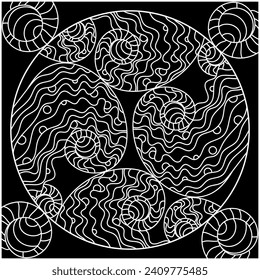 Abstract hypnotic Psychedelic background. Meditative vector illustration. Black and white Hand drawn pattern.