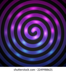Abstract Hypnotic Spiral Neon Background. Vector clipart for mystical project.