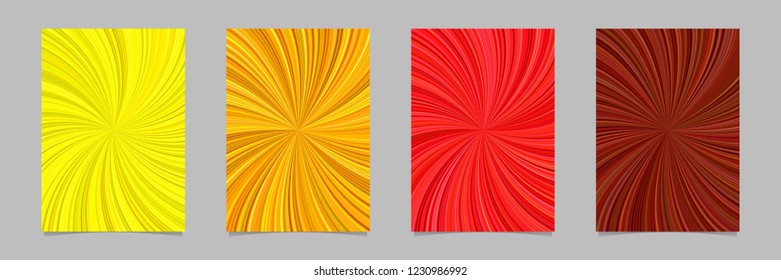 Abstract hypnotic spiral ray burst stripe flyer background template set - vector stationery illustrations