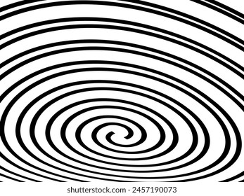 Abstract hypnotic wave pattern with black-and-white striped lines. Psychedelic background. Op art, optical illusion. Modern design, graphic texture.
