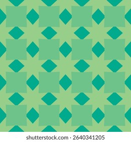 Abstract hypnotizing green background. Minimalistic optical illusion using square and diamond geometry. Experimental psychedelic aesthetic. Interesting shapes and patterns. Vector illustration EPS 10.