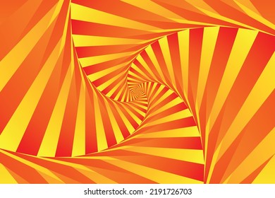 Abstract hyptonic spiral pattern of unusual gradient striped orange, red, yellow geometric square shapes. Abstract background. It could be used as wallpaper, poster, billboard, etc. Vector eps 10