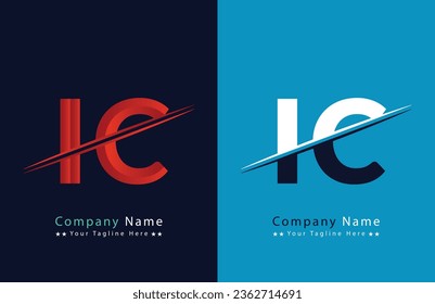 Abstract iC letter logo design template. Vector Logo Illustration.