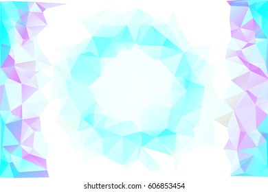 Abstract ice blue swirl polygon around white frame