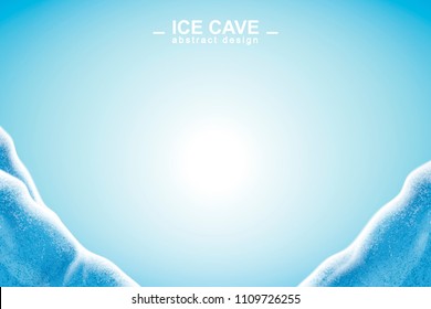 Abstract ice cave background with copy space in 3d illustration
