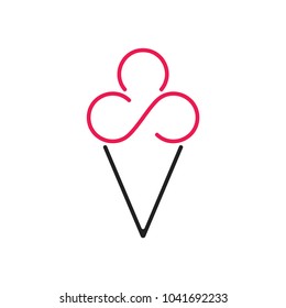 abstract ice cream cone thin line logo vector