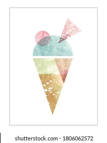 Abstract ice cream cone wall decoration water color painting