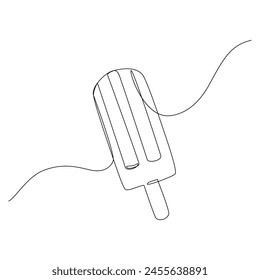 Abstract ice cream continuous one line drawing set isolated on white background. Hand drawn summer cold dessert minimal design art, confectionery concept. Vector restaurant menu illustration