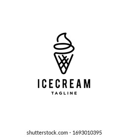 abstract ice cream line scoop logo icon in trendy cartoon line style 