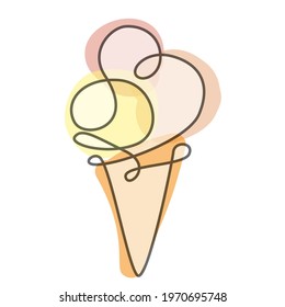 Abstract ice cream sketch, vector illustration doodle oneline continuous