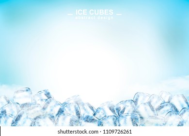 Abstract ice cubes background with copy space in 3d illustration
