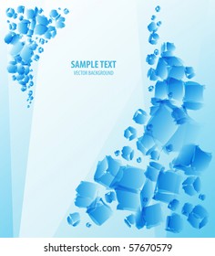 Abstract ice cubes scattered around, vector background