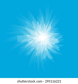 Abstract ice explosion on a blue background