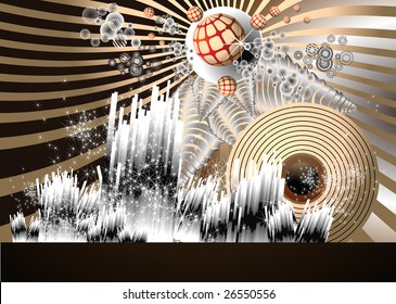 Abstract ice stripes with star particles combined in a music atmosphere thematic.