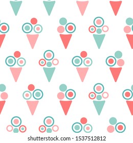 Abstract ice-cream pattern on white background. Great for wallpaper, background, wrapping paper, fabric, packaging, greeting cards, invitations