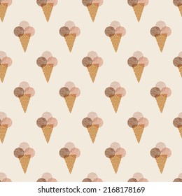 Abstract icecream repeat pattern block printing design print background texture. Vector illustration. Great for kids, outdoor adventure lovers and home decor projects. Surface pattern design.