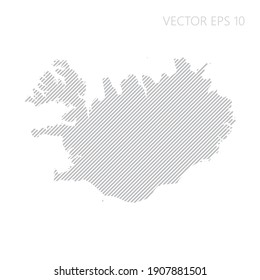 Abstract Iceland map with gray diagonal lines. Iceland stripes map. Vector illustration EPS10.