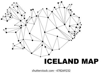 Abstract Iceland map lines connection. Vector illustration