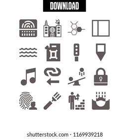 abstract icon. 16 abstract vector set. building, brush, seesaw and fingerprint icons for web and design about abstract theme