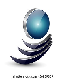 Abstract icon 3d, blue and black, vector.
