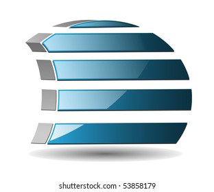 Icono abstracto 3d forma brillante azul estilizada vela.