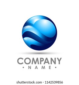 Abstract icon 3d circle glossy sphere, vector illustration