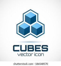 Abstract icon with 3d cubes. Vector illustration