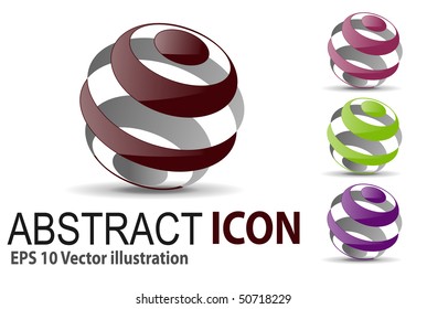Abstract icon 3d glossy sphere, vector