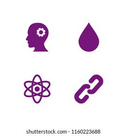 abstract icon. 4 abstract set with droplet, mind, link and atom vector icons for web and mobile app