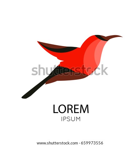 Abstract icon of a bird in bright colors on white background. Vector illustration.