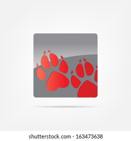 Abstract icon. Black abstract icon isolated on a white background with a pair of paws. (EPS10 Vector)
